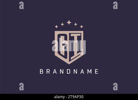 Icona logo scudo iniziale gi ispirazione per il design geometrico Illustrazione Vettoriale