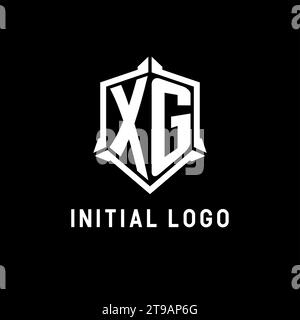 Logo XG iniziale con grafica vettoriale a forma di scudo Illustrazione Vettoriale