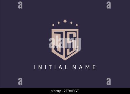 Icona logo scudo iniziale JS ispirazione per il design geometrico Illustrazione Vettoriale