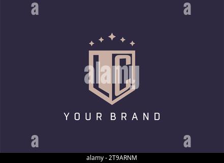 Icona logo scudo iniziale LC ispirazione design stile geometrico Illustrazione Vettoriale