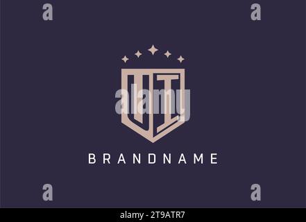 Icona logo scudo iniziale interfaccia utente ispirazione design stile geometrico Illustrazione Vettoriale