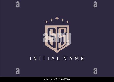 Icona logo scudo iniziale SS ispirazione per il design geometrico Illustrazione Vettoriale