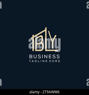 Iniziale PER logo, architettura pulita e moderna e grafica vettoriale del design del logo di costruzione Illustrazione Vettoriale