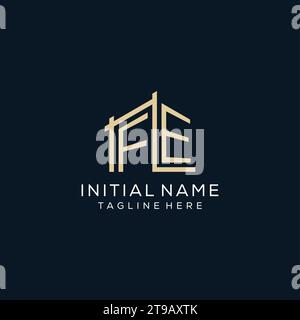 Logo FE iniziale, grafica vettoriale di design del logo architettonico e costruttivo pulito e moderno Illustrazione Vettoriale