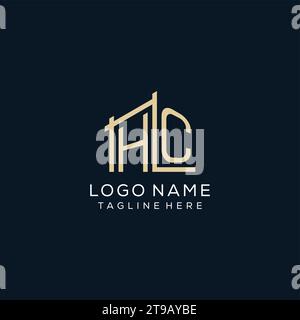 Logo HC iniziale, grafica vettoriale per il design del logo architettonico e costruttivo pulito e moderno Illustrazione Vettoriale