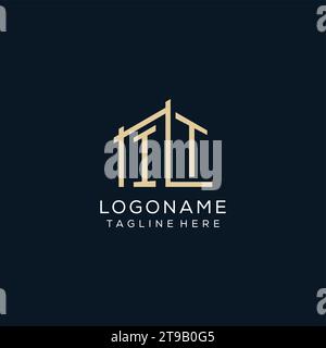 Logo IT iniziale, grafica vettoriale per il design di logo architettonico e costruttivo pulito e moderno Illustrazione Vettoriale