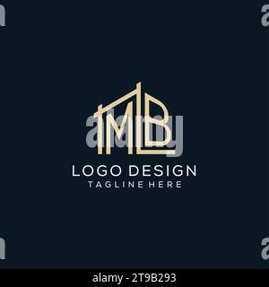 Logo MB iniziale, grafica vettoriale di design del logo architettonico e costruttivo pulito e moderno Illustrazione Vettoriale