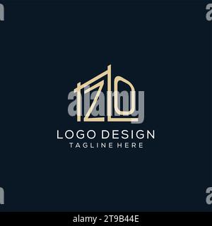 Logo ZO iniziale, grafica vettoriale di design del logo architettonico e costruttivo pulito e moderno Illustrazione Vettoriale