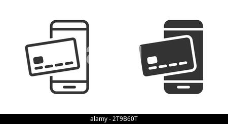 Icona del vettore mobile banking. Сredit pagamento online con carta di credito, paga con il cellulare. Illustrazione vettoriale Illustrazione Vettoriale