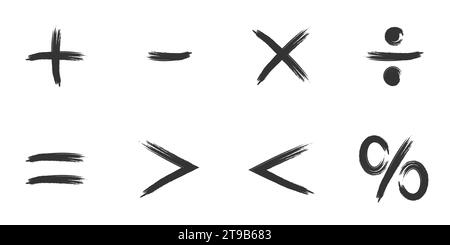 Simboli matematici disegnati a mano. Illustrazione vettoriale Illustrazione Vettoriale