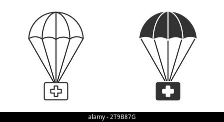 Icona paracadute con kit di pronto soccorso. Illustrazione vettoriale Illustrazione Vettoriale