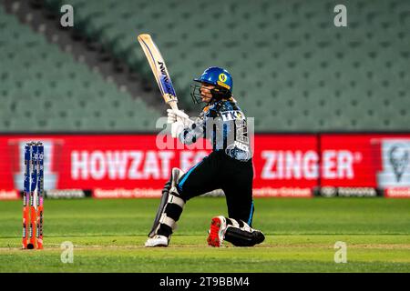 Adelaide, Australia. 24 novembre 2023. Adelaide, Australia, 24 novembre 2023: Katie Mack (2 Adelaide Strikers) batte durante la partita Weber Womens Big Bash League 09 tra Adelaide Strikers e Perth Scorchers all'Adelaide Oval di Adelaide, Australia (Noe Llamas/SPP) credito: SPP Sport Press Photo. /Alamy Live News Foto Stock