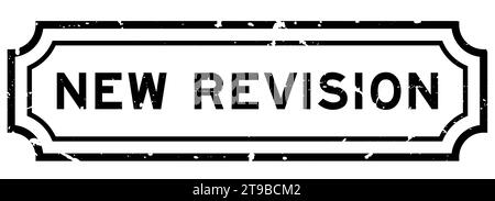 Grunge nero nuova parola di revisione timbro di gomma quadrata su sfondo bianco Illustrazione Vettoriale