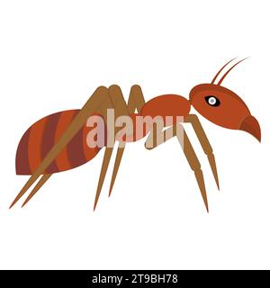 Formica rossa o termite. Illustrazione vettoriale e clipart. Vista laterale. Illustrazione Vettoriale