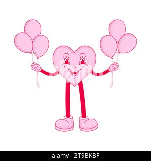 Cuore dei cartoni animati in stile disegnato a mano Illustrazione Vettoriale