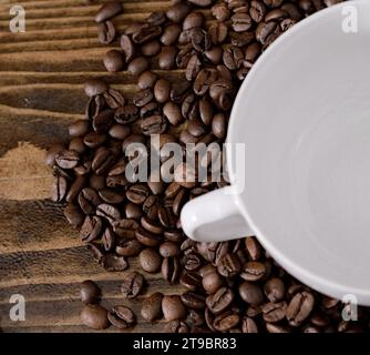 caffè tostato fatto con chicchi di caffè in esposizione, nessuna persona ha foto di scorta Foto Stock