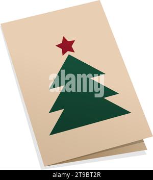 Biglietto d'auguri di Natale con albero, isolato Illustrazione Vettoriale