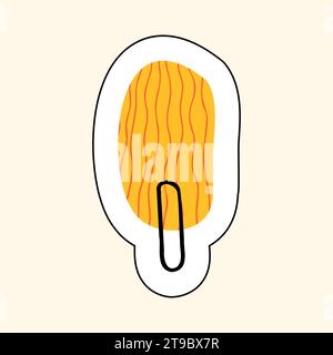 Adesivo giallo albero su sfondo beige, schizzo per la stampa su prodotti per bambini, poster, tessuto, carta da parati. Illustrazione vettoriale Illustrazione Vettoriale