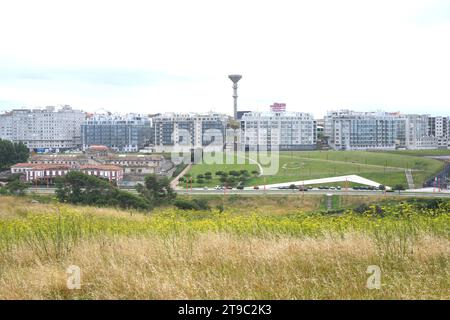 Una città di Coruna vista dalla torre di Ercole. Galizia, Spagna. Foto Stock