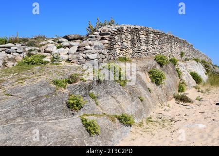 Castro de Barona, insediamento dell'età del ferro. Barona, Porto do Son, A Coruna, Galizia, Spagna. Foto Stock