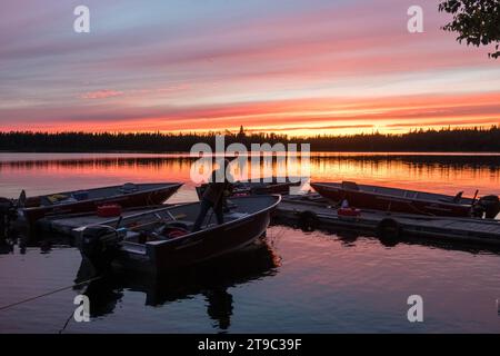 Tramonto sul Lac du Mâle, provincia di Quebec, Canada. Foto Stock