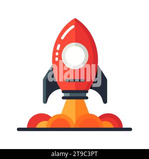 Icona razzo. Simbolo di avvio di un'azienda. Lancia l'astronave. Illustrazione vettoriale Illustrazione Vettoriale