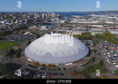 Una vista aerea generale del Tacoma Dome, venerdì 27 ottobre 2023, a Tacoma, lavaggio Foto Stock