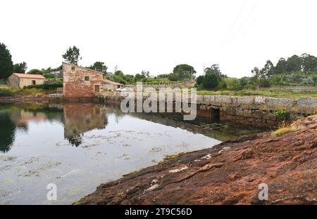 Cambados, Un Seca (mulino per maree). Pontevedra, Galizia, Spagna. Foto Stock