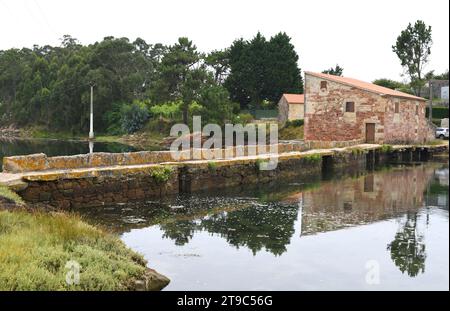 Cambados, Un Seca (mulino per maree). Pontevedra, Galizia, Spagna. Foto Stock