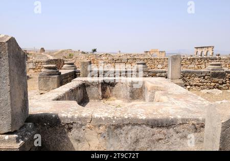 Volubilis, città berbera e romana (dal 3th ° secolo AC al 11th ° secolo AC), Patrimonio dell'Umanità. Bagni nord. Meknes, Marocco. Foto Stock