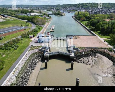 Antenna drone Honfleur Lock France Foto Stock