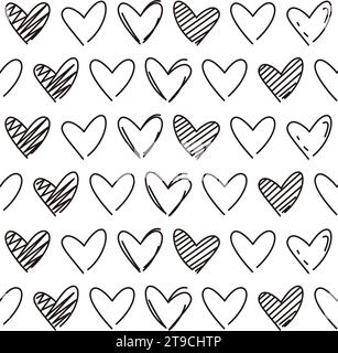Il cuore forma lo sfondo disegnato a mano Vector Illustrazione Vettoriale