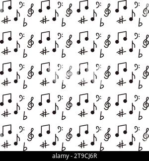Note musicali sfondo disegnato a mano Vector Illustrazione Vettoriale
