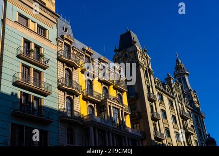 Via Laitana 2, Barcellona. Costruito tra il 1917 e il 1921. Edificio degli edifici de la Companyia Transmediterrània. Sede attuale della partenza Foto Stock