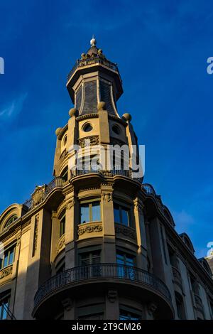 Via Laitana 2, Barcellona. Costruito tra il 1917 e il 1921. Edificio degli edifici de la Companyia Transmediterrània. Sede attuale della partenza Foto Stock