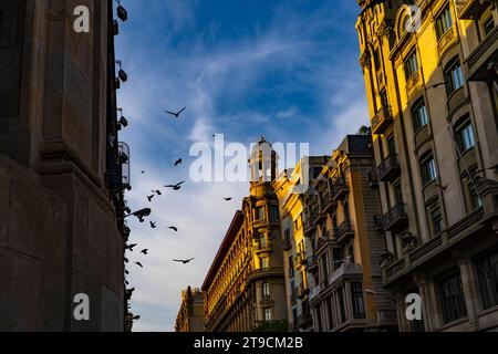 Via Laitana 2, Barcellona. Costruito tra il 1917 e il 1921. Edificio degli edifici de la Companyia Transmediterrània. Sede attuale della partenza Foto Stock