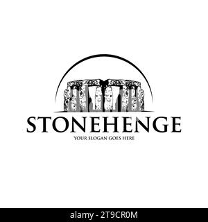 Stonehenge, disegno del logo Stack of Stones Vista orizzontale Illustrazione Vettoriale