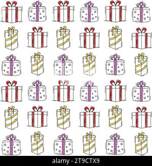 Icone colorate presenti pattern di sfondo vettore Illustrazione Vettoriale