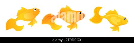 Grazioso clipart vettoriale di pesci d'oro. Illustrazione del pesce rosso dell'acquario Illustrazione Vettoriale