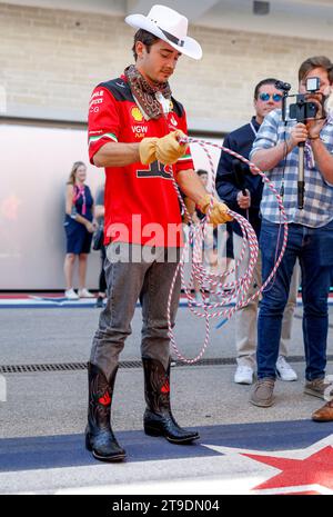 Austin, USA. 19 ottobre 2023. #16 Charles Leclerc (MCO, Scuderia Ferrari), Gran Premio di F1 degli Stati Uniti d'America sul circuito delle Americhe il 19 ottobre 2023 ad Austin, Stati Uniti d'America. (Foto di HOCH ZWEI) credito: dpa/Alamy Live News Foto Stock