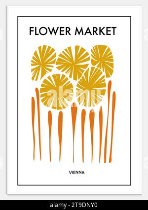 Contiene un set di arte astratta in stile mercato dei fiori e una collezione di arte moderna per la decorazione. Vector İllustration poster. Illustrazione Vettoriale
