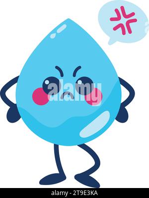 il cartone animato water day drop arrabbiato Illustrazione Vettoriale