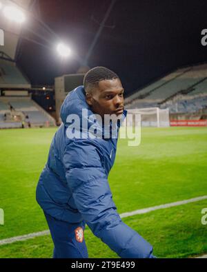 Denzel Dumfries durante la partita di qualificazione a Euro 2024 tra le squadre nazionali di Gibilterra e Paesi Bassi, Estadio Algarve, Loule, Faro, Portogallo. ( Foto Stock