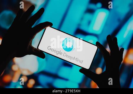 Brasile. 24 novembre 2023. In questa immagine, il logo Google DeepMind viene visualizzato sullo schermo di uno smartphone. (Foto di Rafael Henrique/SOPA Images/Sipa USA) **** esclusivamente a scopo editoriale *** credito: SIPA USA/Alamy Live News Foto Stock