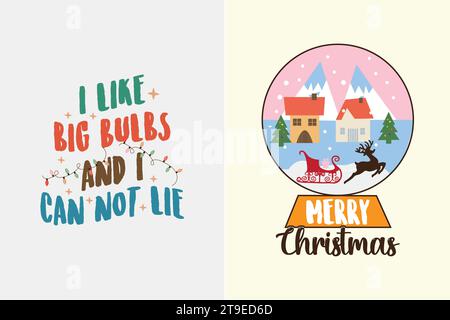 T-shirt Christmas Funy Design Illustrazione Vettoriale