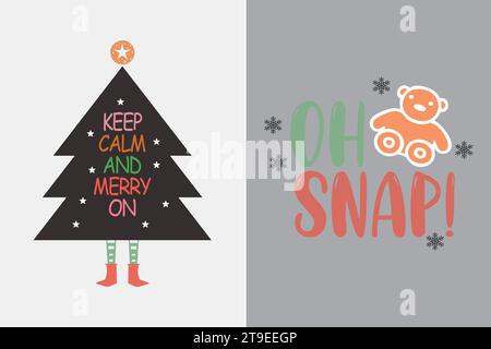 T-shirt Christmas Funy Design Illustrazione Vettoriale