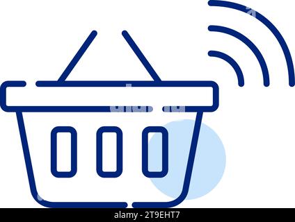 Carrello con simbolo wifi. Ordini via Internet. Icona Pixel Perfect Illustrazione Vettoriale