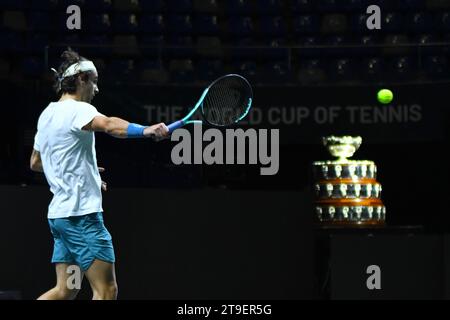 Malaga, Spagna. 25 novembre 2023. Lorenzo Musettidurante la finale di Coppa Davis 2023 partita Italia vs Serbia il Palacio Martin Carpena, Spagna a Malaga il 25 novembre 2023 credito: Independent Photo Agency/Alamy Live News Foto Stock