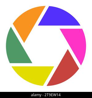 Icona a colori dell'otturatore della fotocamera. Illustrazione vettoriale isolata su sfondo bianco Illustrazione Vettoriale