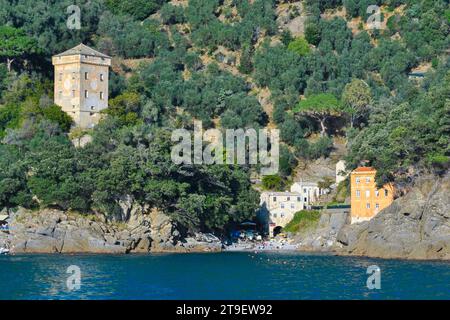 Isolata località marina nel promontorio di Portofino (nord Italia) Foto Stock